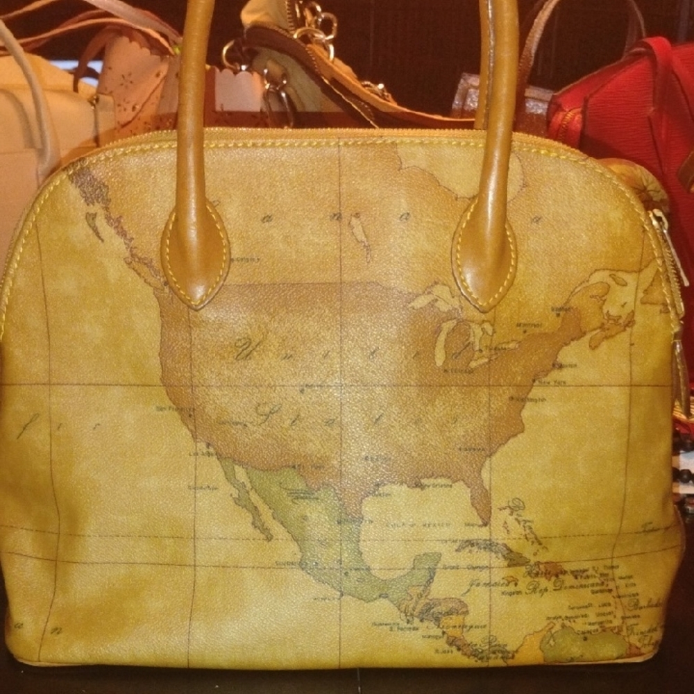 Alviero Martini Map Vintage Domed Satchel - Picture 1 of 12